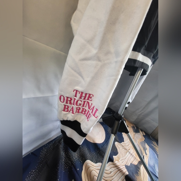 Barbie Black CROP Hoodie with Pink Logo - Picture 2 of 4